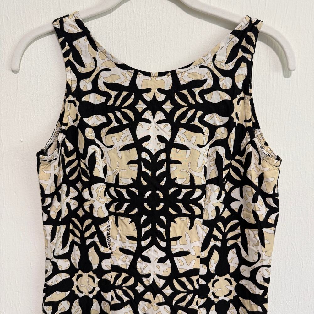 Vintage Manuhealii White Tag Womens Hawaiian Mini Dress Quilt Ruffle Hem Rayon - Picture 6 of 13
